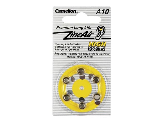 Батарейка Camelion Алкалайн ZincAir A10/6bl для слухового аппарата (6) (60)