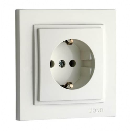 Розетка одинарна із заземленням, Mono Electric, Despina біла (10) 102-190021-117