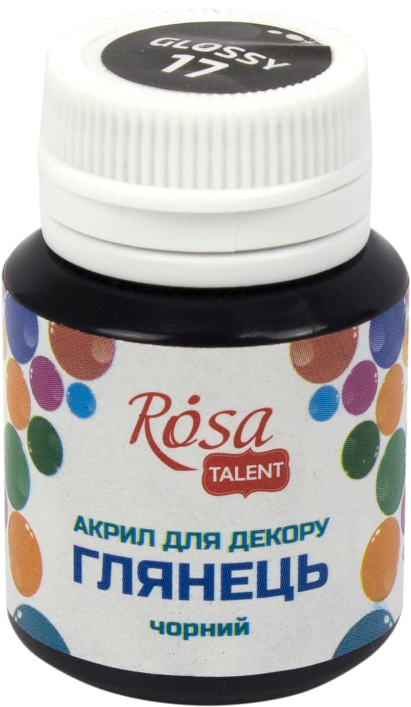 Акрил для декора Rosa Studio 20мл глянцевый черный 21017/2769