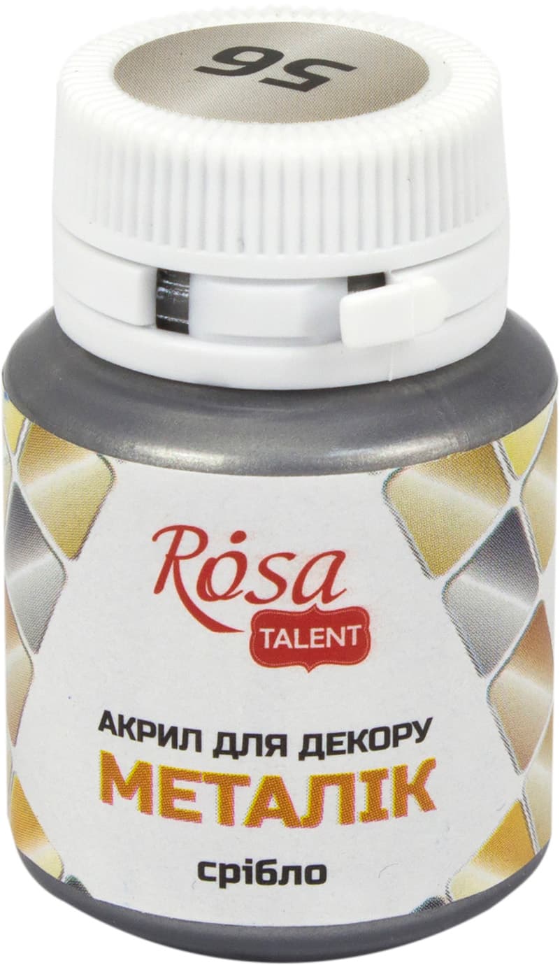Акрил для декора Rosa Studio 20мл металлик серебро 22006/3117