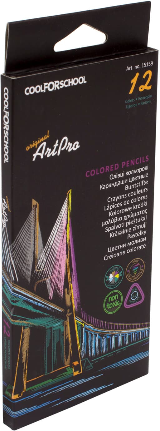 Карандаши цветные 12 цветов Cool For School ArtPro профессиональные треугольные CF15159