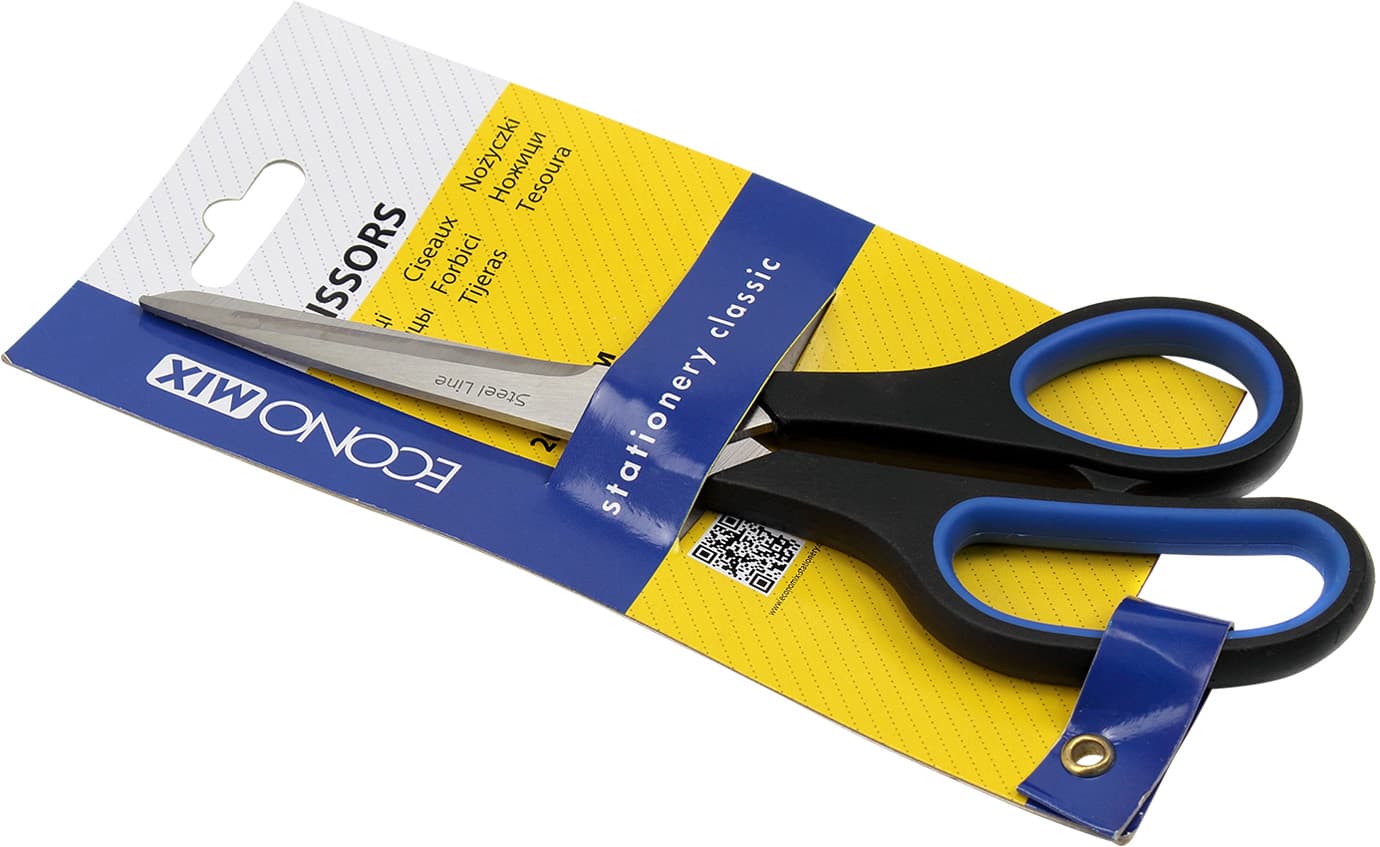 Ножиці офісні Economix 20см ручки з гумовими вставками (12) E40403