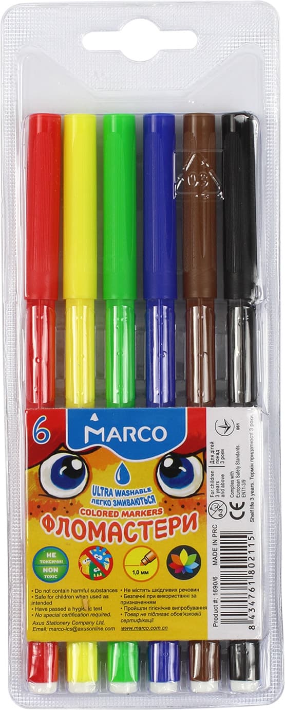 Фломастери Marco 6 кольорів (48) (384) 1690/6