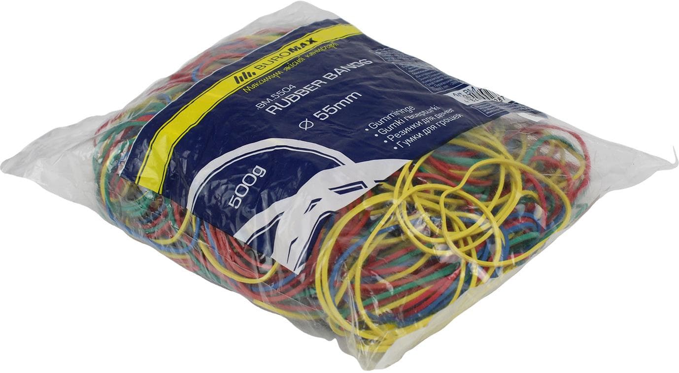 Резинка для грошей Buromax d55мм 500г асорті (1) (40) 5504