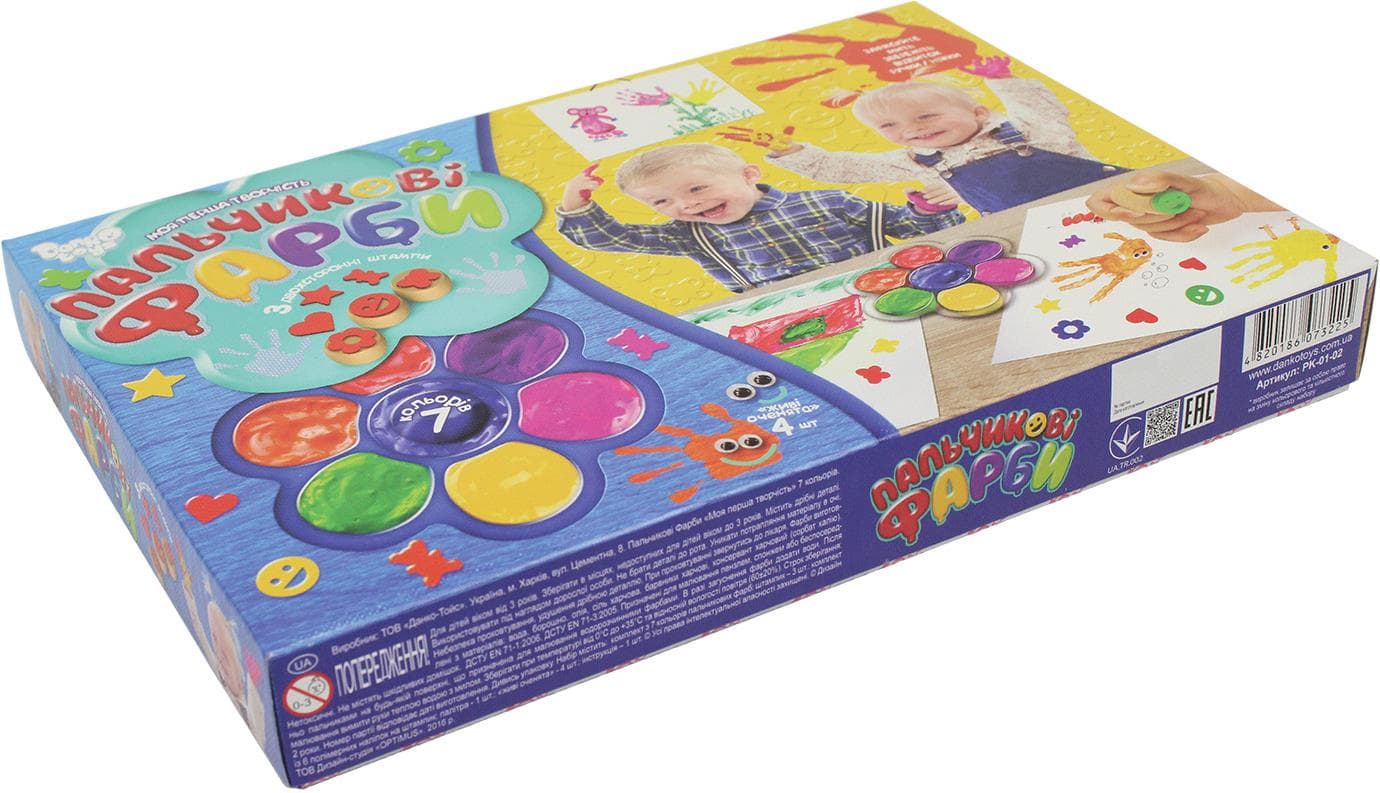 Фарби пальчикові 7 кольорів Моя перша творчість DankoToys (12) PK-01-02