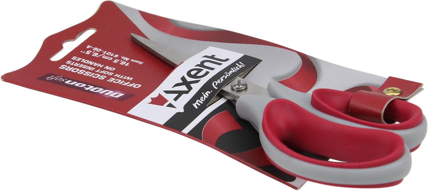 Ножиці офісні Axent Duoton Soft 16,5см сіро-червоні (10) (200) 6101-06