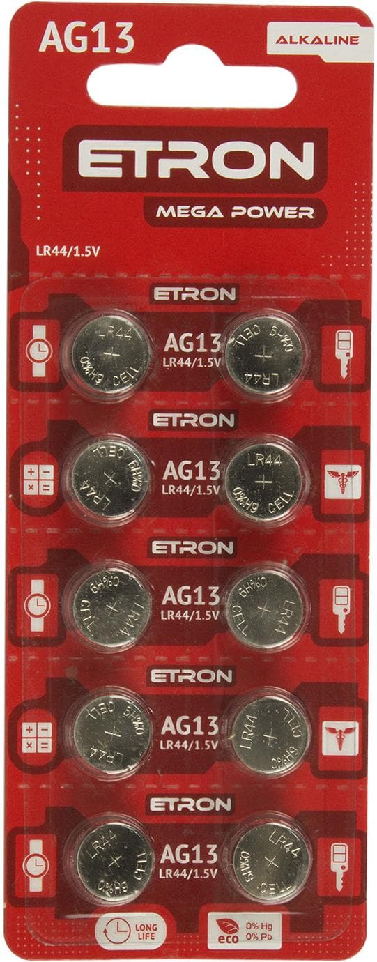 Батарейка Etron Mega Power AG13/10bl LR44 (10) (200)