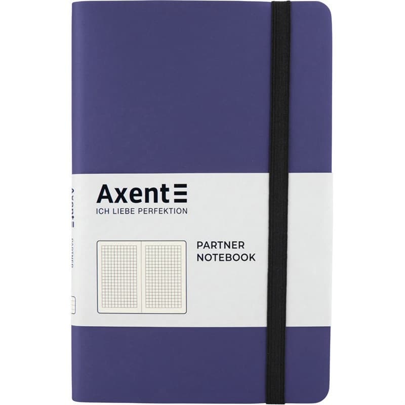 Блокнот B6 96 листов клетка картонная обложка Axent Partner Soft темно-синий (18) 8206-38
