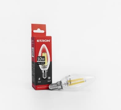 Лампа Etron Filament Power прозоре скло LED 1-EFP-118 C37 10Вт 4200K Е14 (10)