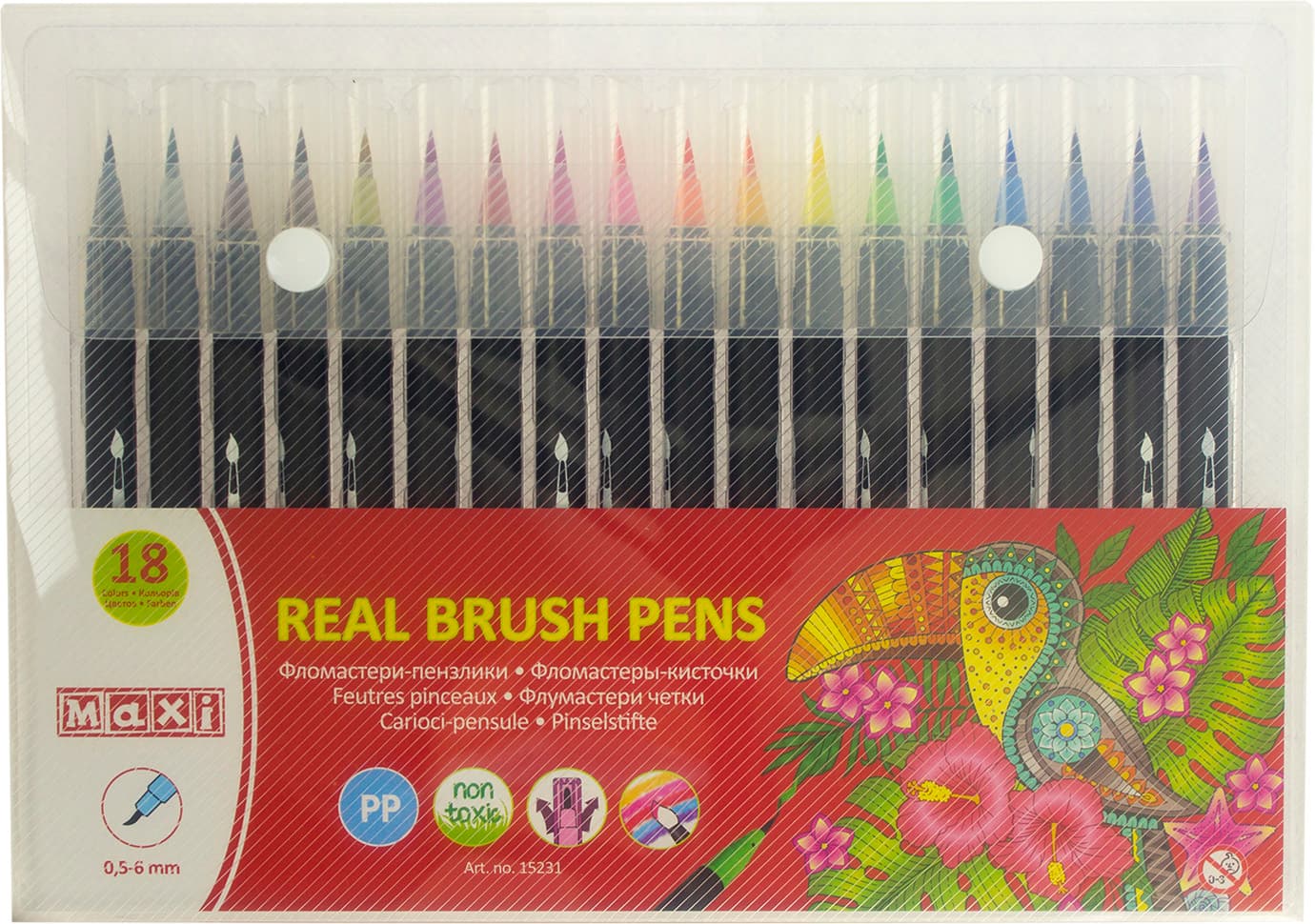 Фломастери-пензлики Maxi Real Brush 18 кольорів (1) (12) MX15231