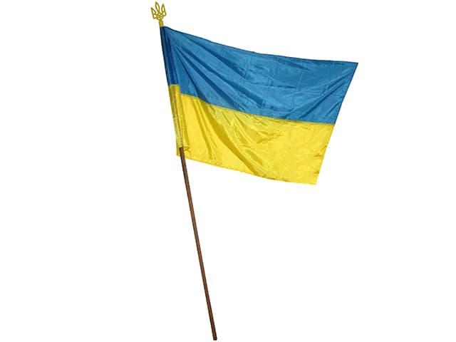 Прапор України з держаком і тризубом 133х94см нейлон (10)