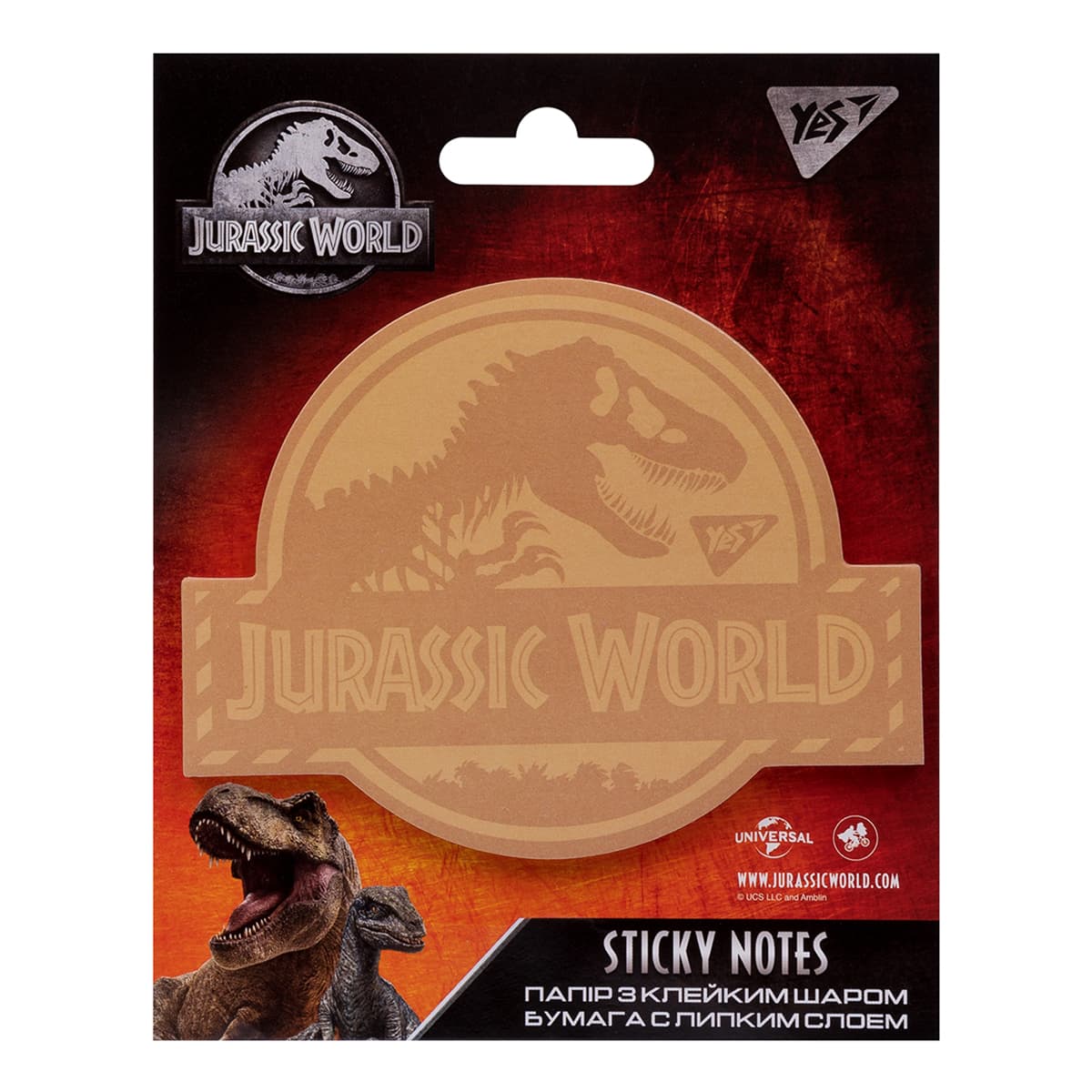 Блок для заметок с  липким краем 104 Х93 мм 40 листов Yes Jurassic world. Dangerous Dino (24) 170264