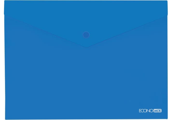 Папка-конверт Economix А5 на кнопці прозора синя (12) (192) E31316-02