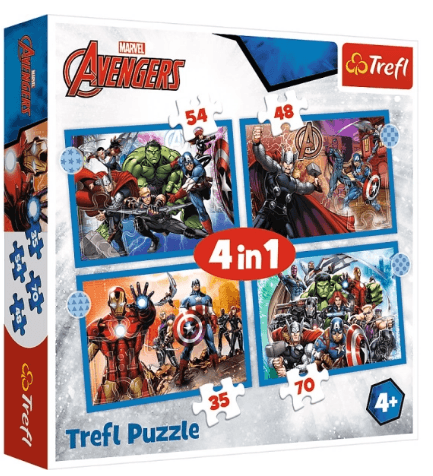 Пазли Trefl 4в1 Хоробрі месники. Marvel №34386(8)