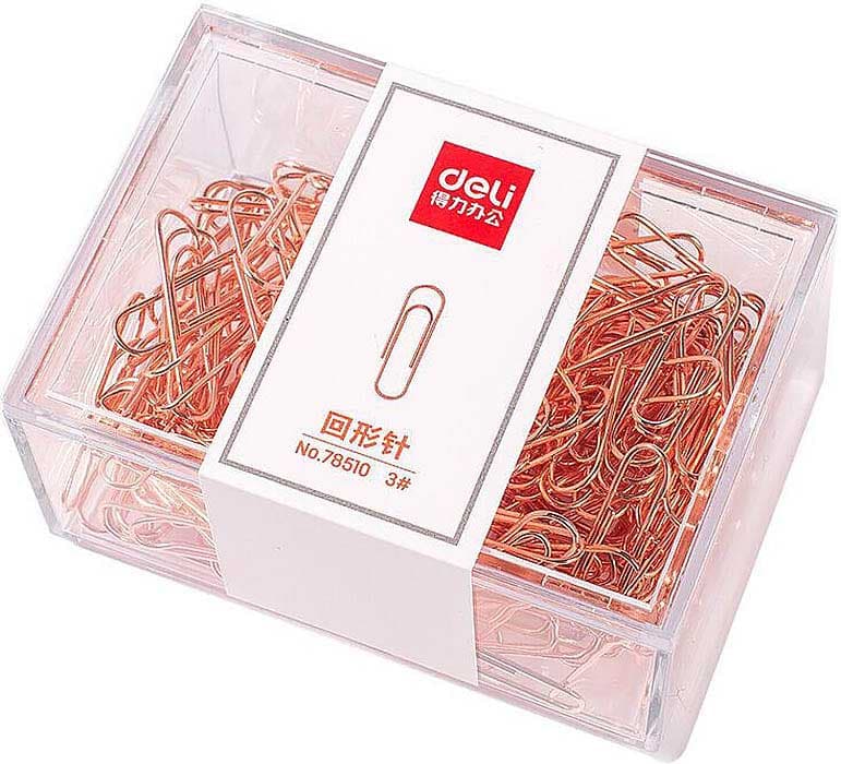 Скрепки "Deli" №78510 29мм (160шт) круг.,золото