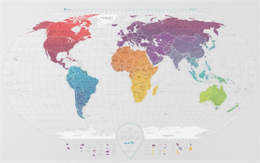 Плакат-скетч карта світу Travel Map Air World