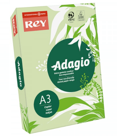 Бумага цветная А3 80 г/м2 интенсив Rey Adagio Bright Green 81 ярко-зеленая (500) (2500)