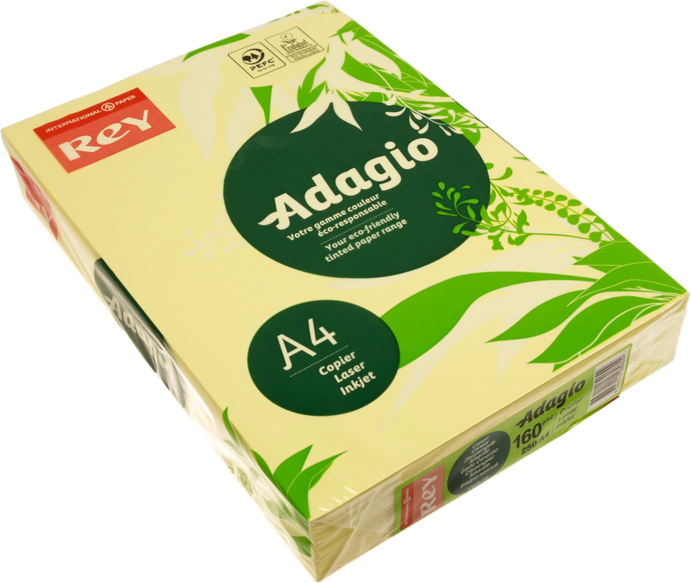 Бумага цветная А4 160 г/м2 пастель REY Adagio Canary 03 светло-желтая (250) (1250)