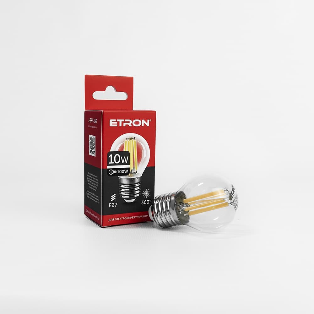 Лампа Etron Filament Power прозоре скло LED 1-EFP-156 G45 10Вт 4200K Е27 (10)