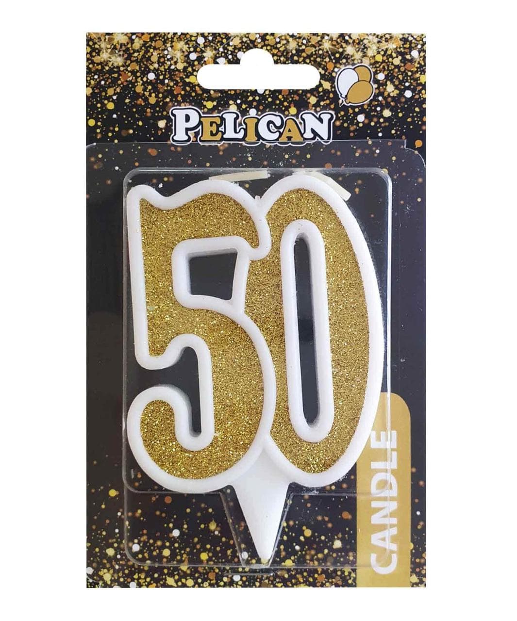 Свеча юбилейная 50" 7 см золото Pelican (1) (32) №867150