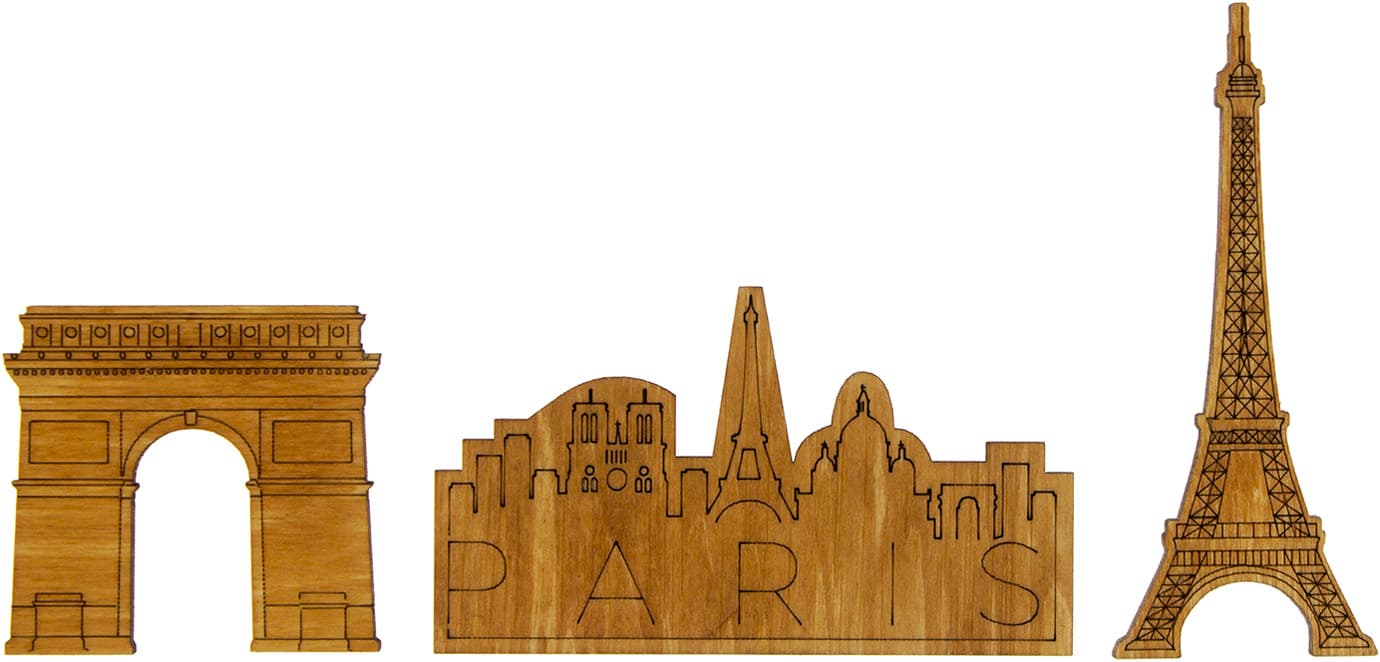 Магніти Paris (набір 3 шт) 6-11 см фанера лакована