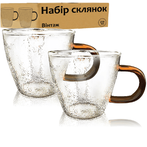 Набір чашок скло Вінтаж (4 шт) 250 мл (24) №203-1 S&T