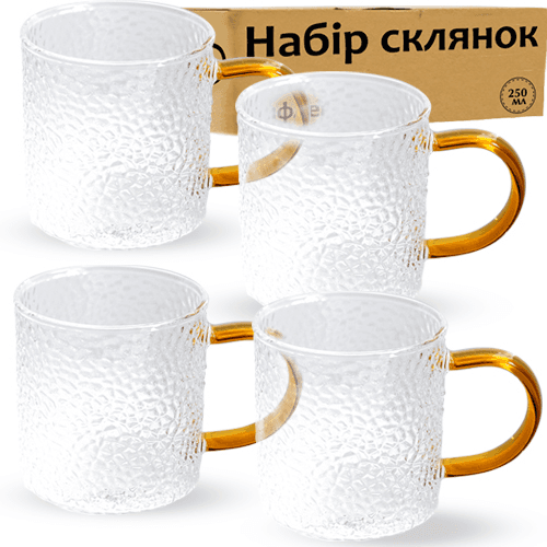 Набір чашок скло Айс (4 шт) 250 мл (24) №203-3 S&T