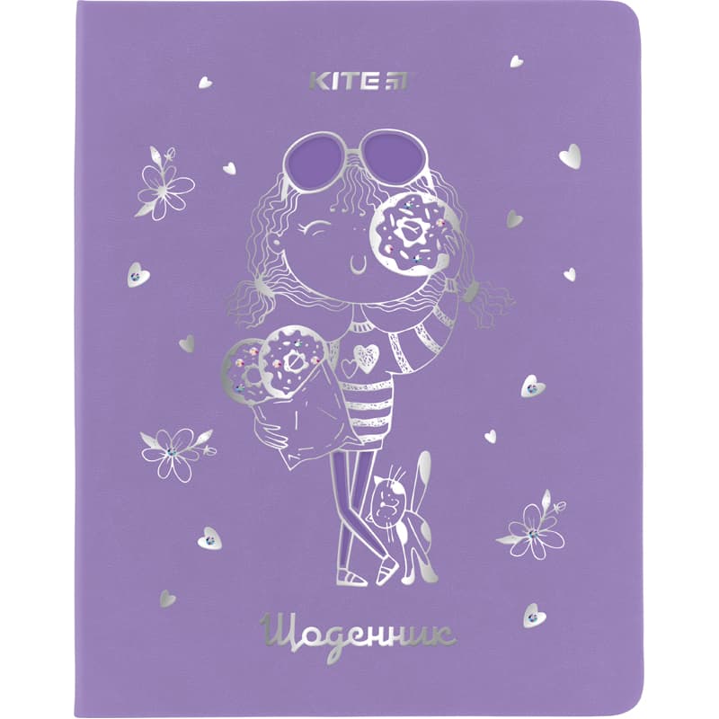 Щоденник шк. шкірзам. В5 "Kite" №K22-264-4 Donuts girl тв.обкл.(18)(36)