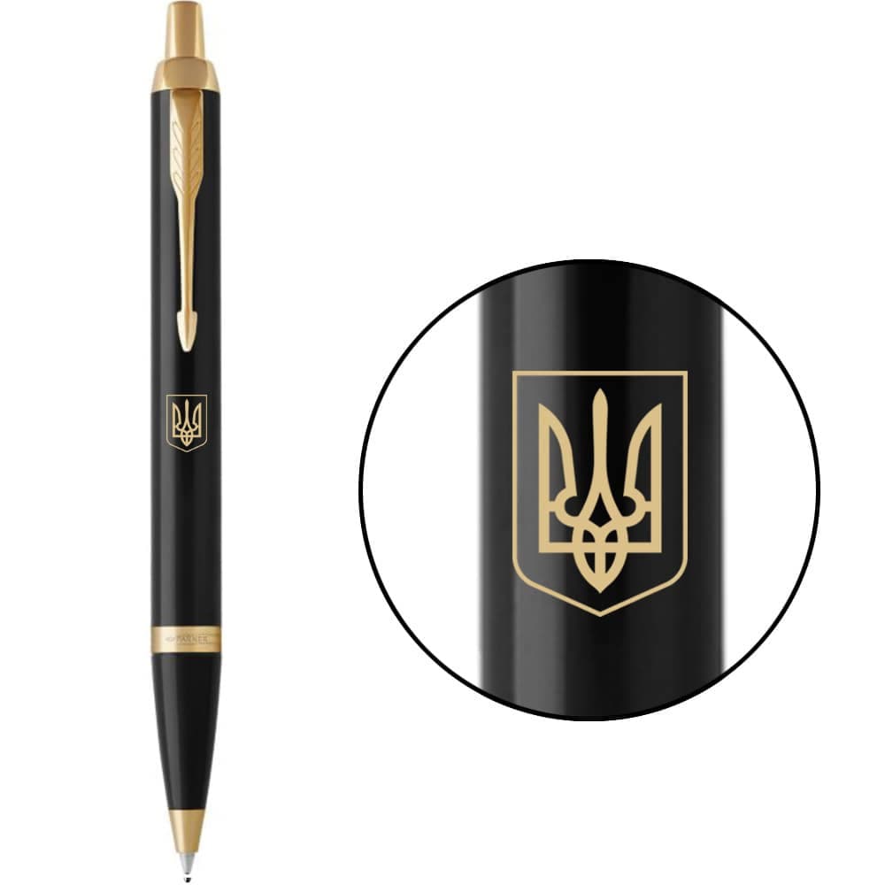 Ручка кулькова Parker IM Black з позолотою Тризуб прозорий №22032_T010y  