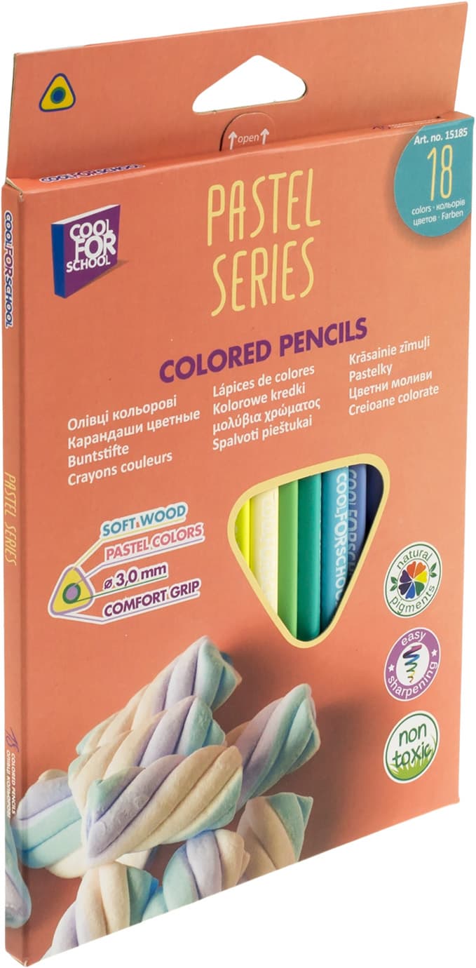 Карандаши цветн. 18 цветн. "CoolForSchool" №CF15185 Premium Pastel тригран.(8)(160)
