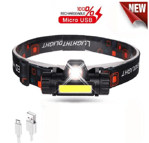 Ліхтар налобний акум. пласт. microUSB,магніт,2режими №872-XPE+COB