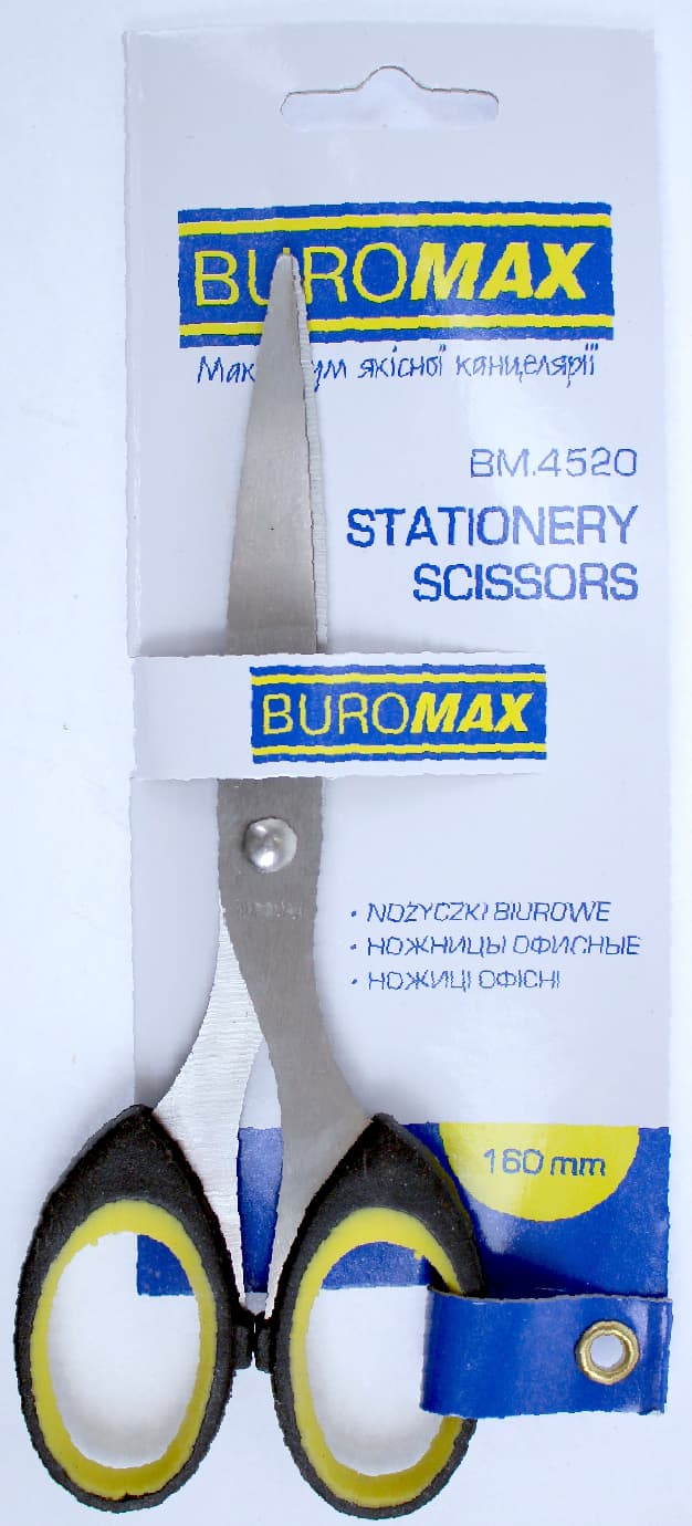 Ножиці офісн. "Buromax" №4520 16см,цільнометал.,з вставками(12)