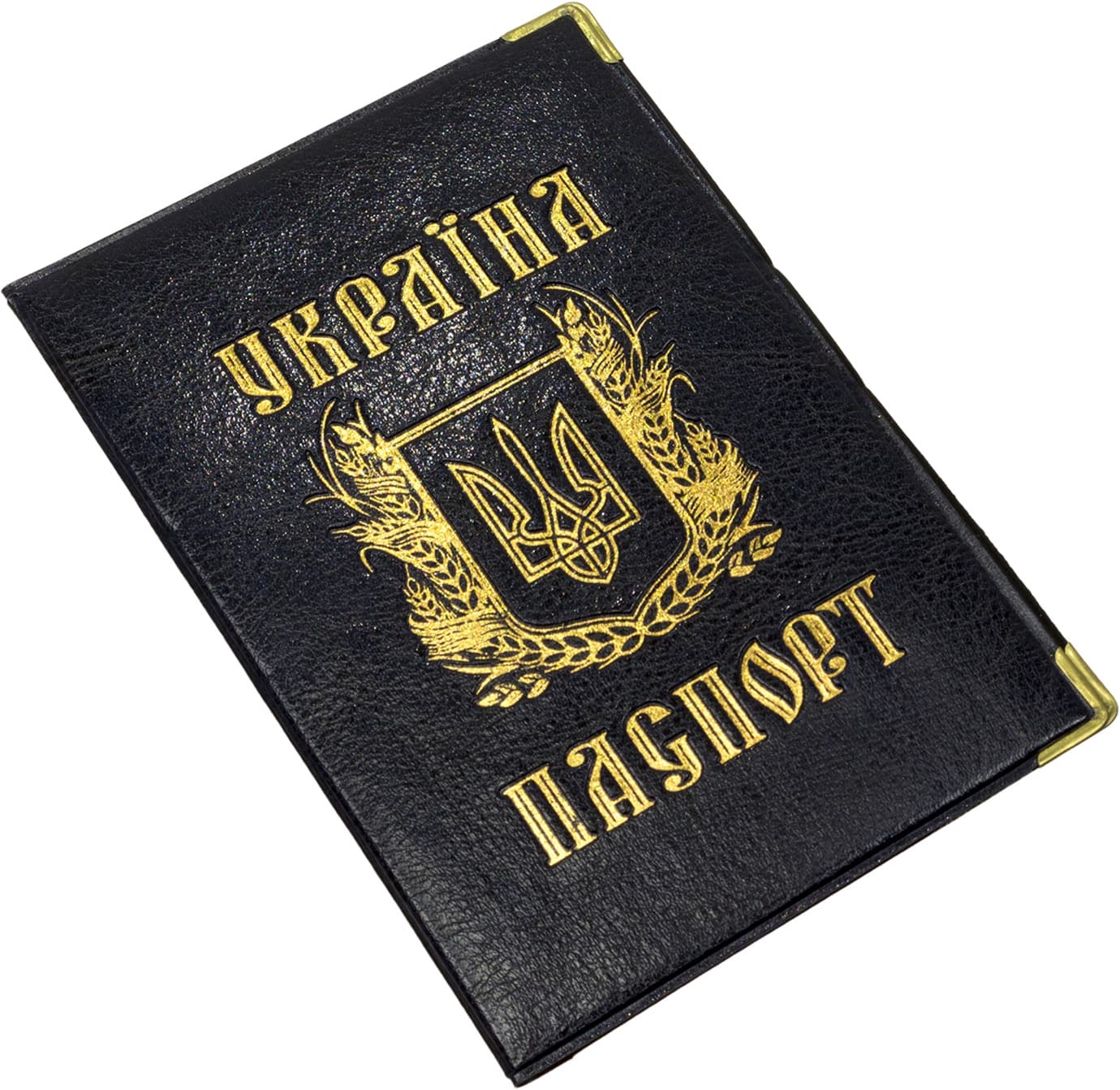 Обложка для паспорта Украины кожзаменитель золото с гербом (25) 03-Ра 