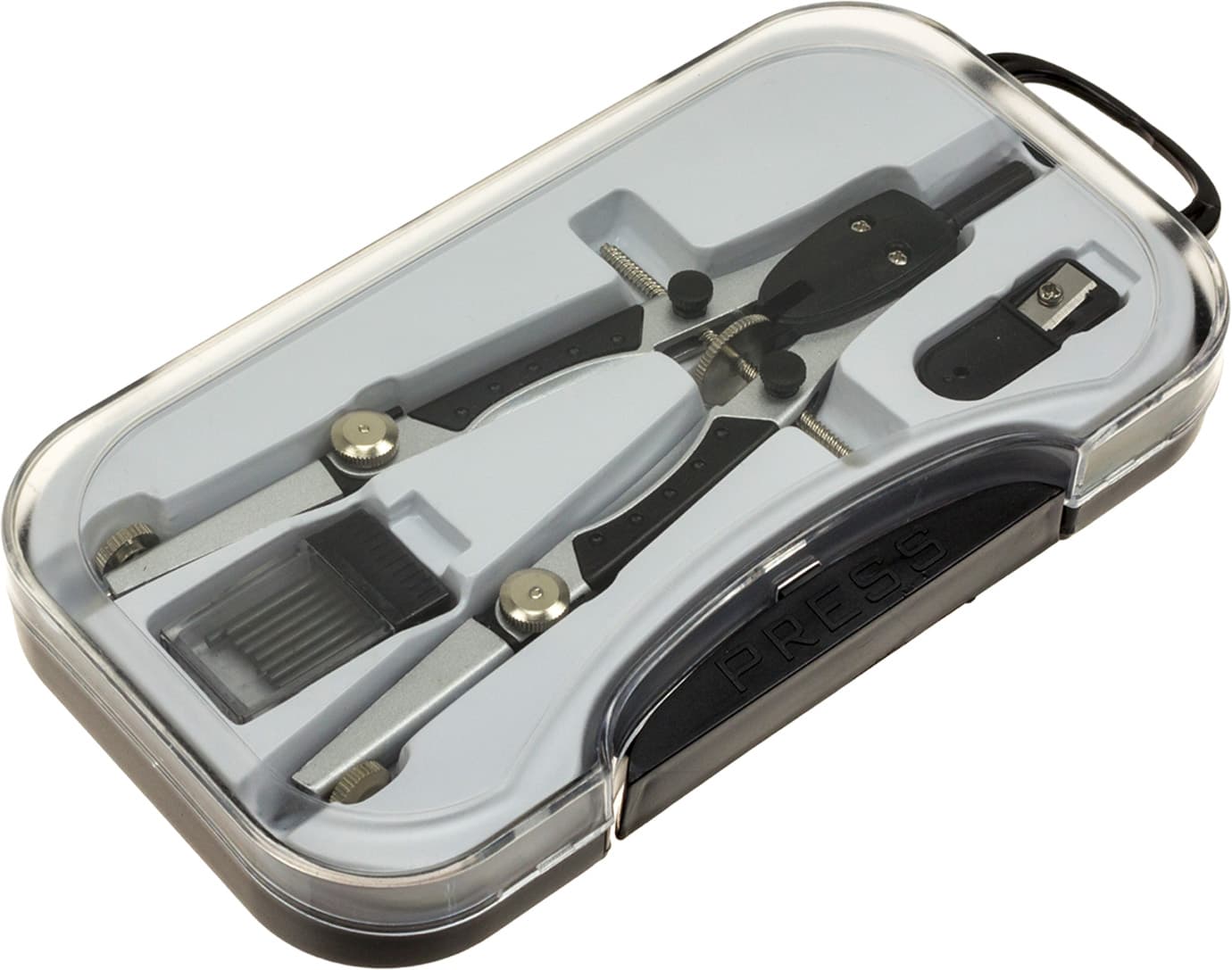 Циркуль CoolForSchool Radius, грифели, точилка, черный, в футляре (12) CF81440