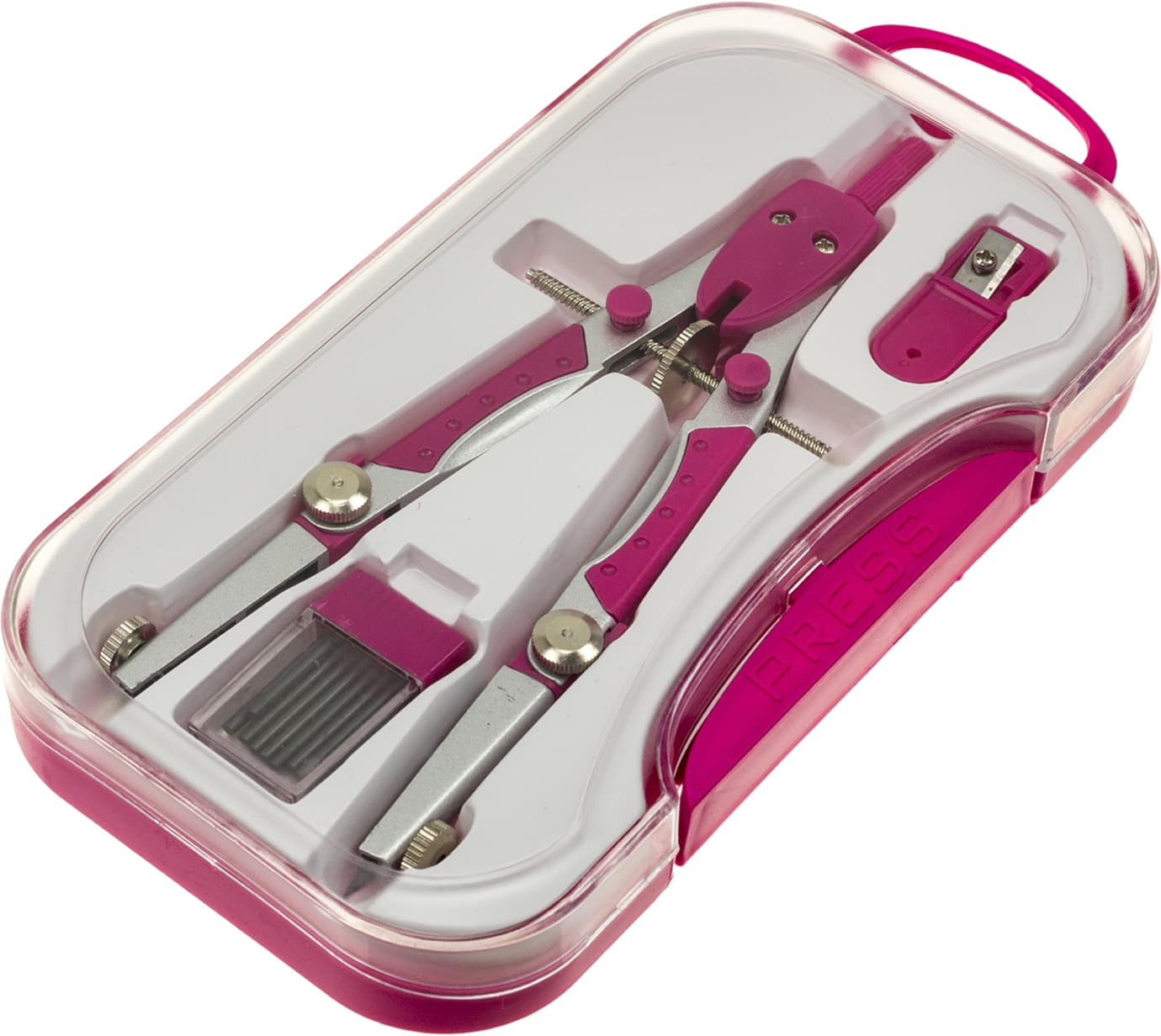 Циркуль "CoolForSchool" Radius+ грифели,точилка,розовый,в футляре №CF81439(12)