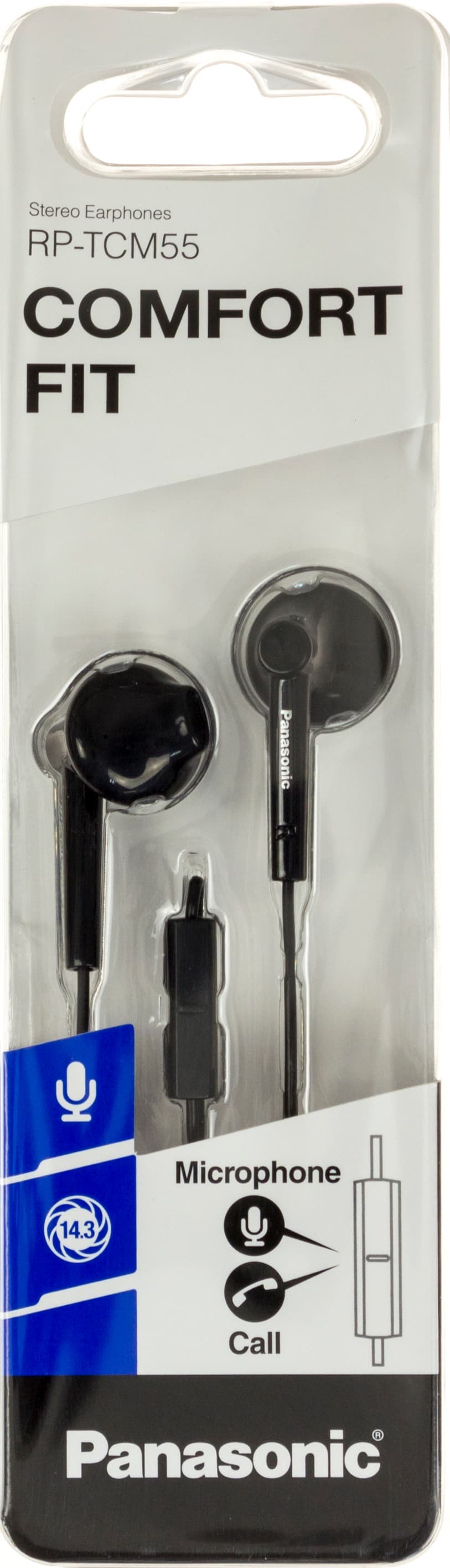 Навушники вставні Panasonic RP-TCM55GC-K black+мікрофон(10)