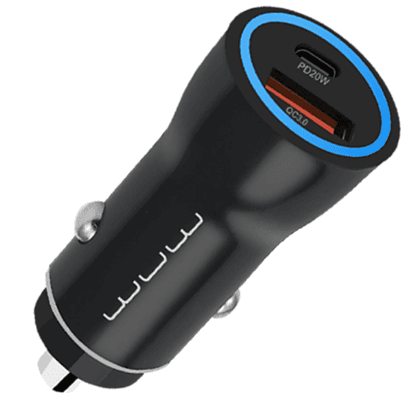 Зарядний пристрій авто WUW №C146 USB+Type-C 3.0Q black/Breidon/