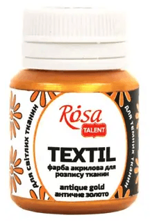 Краска акрил. для ткани "Rosa Talent" 20мл античное золото №263503