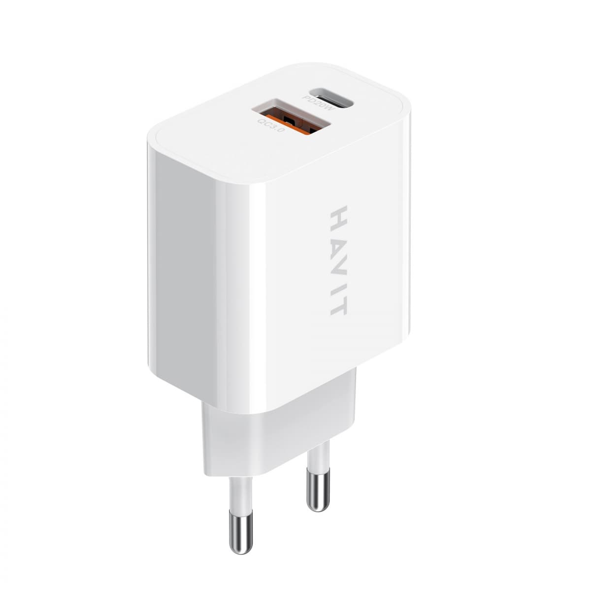 Зарядний пристрій Havit №HV-UCP007 USB+Type-C 20W швидка зарядка white(5)