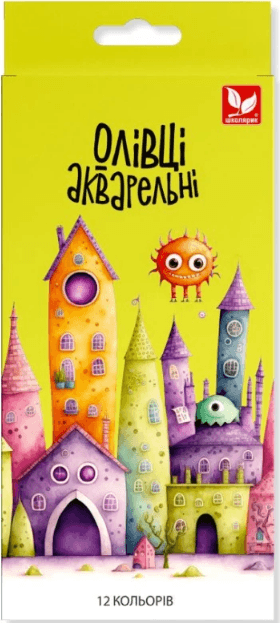 Карандаши цветн. аквар. 12 цветн. "Школярик" №134SH-12 с кисточкой (12)