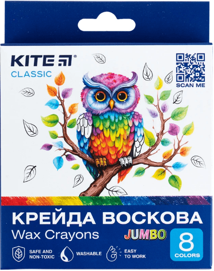 Мел воск. "Kite" №K-076 8цветн. Jumbo Classic(12)(144)