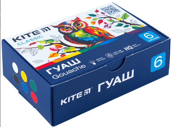 Гуашь "Kite" Classic 6цветн. 20мл №K-062(27)