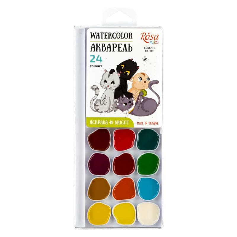 Акварель 24 цветн. "ROSA Kids" Cats №301206 без кисточки(10)