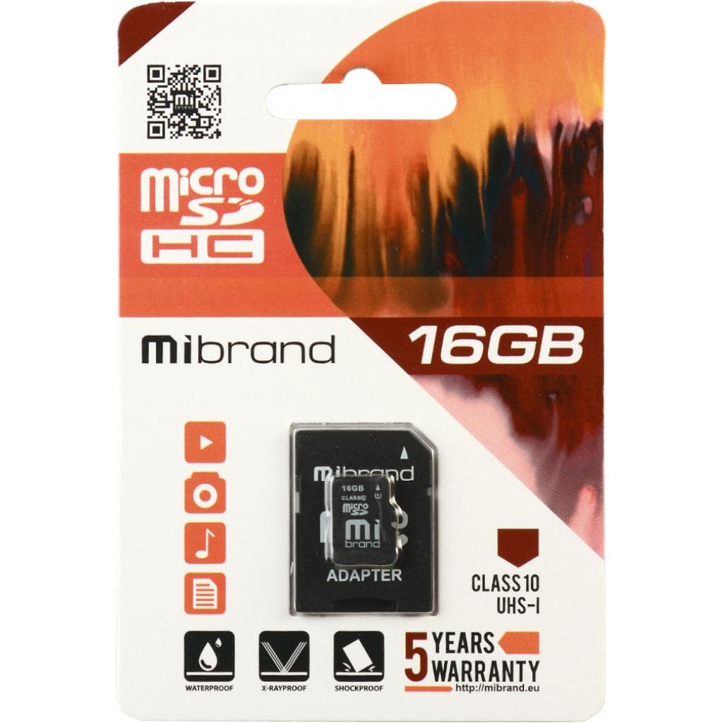 Карта пам`яті 16Gb Micro-SDHC(UHS-1) Wibrand class10 (adapter SD) №1918