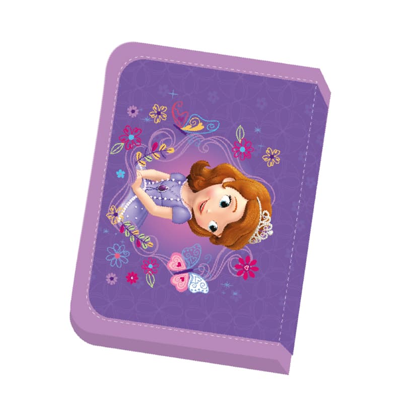 Пенал "Leader" Disney Sofia,1отд.,с 2 отворотами,21х13,5х4см №931098