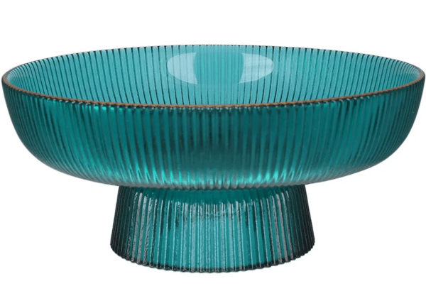 Миска для фруктів скло "Viva edge green" 26,5х11см на ніжці №B100063