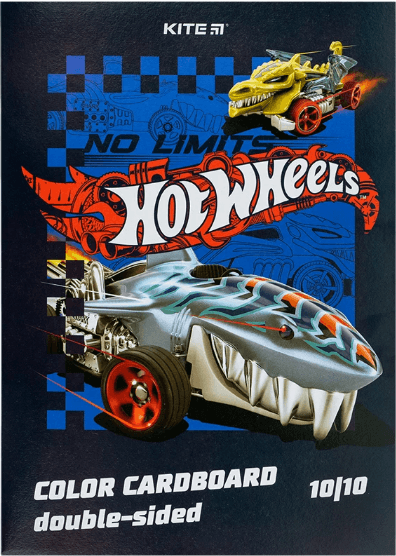 Картон кольор. А4 двостор.10арк./ 10кольор. Hot Wheels №HW24-255/Kite/(50)