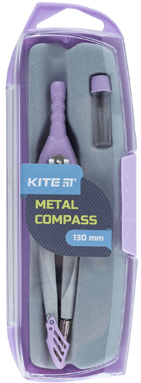 Циркуль "Kite" метал. Pastelini 130мм +грифель бузковий,у футлярі №K24-413-36(12)