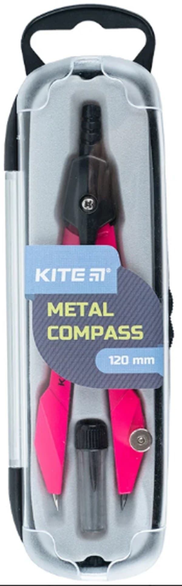 Циркуль "Kite" метал. Techno 130мм +грифель рожевий,у футлярі №K24-414-10(24)