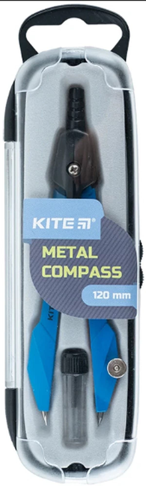 Циркуль "Kite" метал. Techno 130мм +грифель синій,у футлярі №K24-414-02(24)